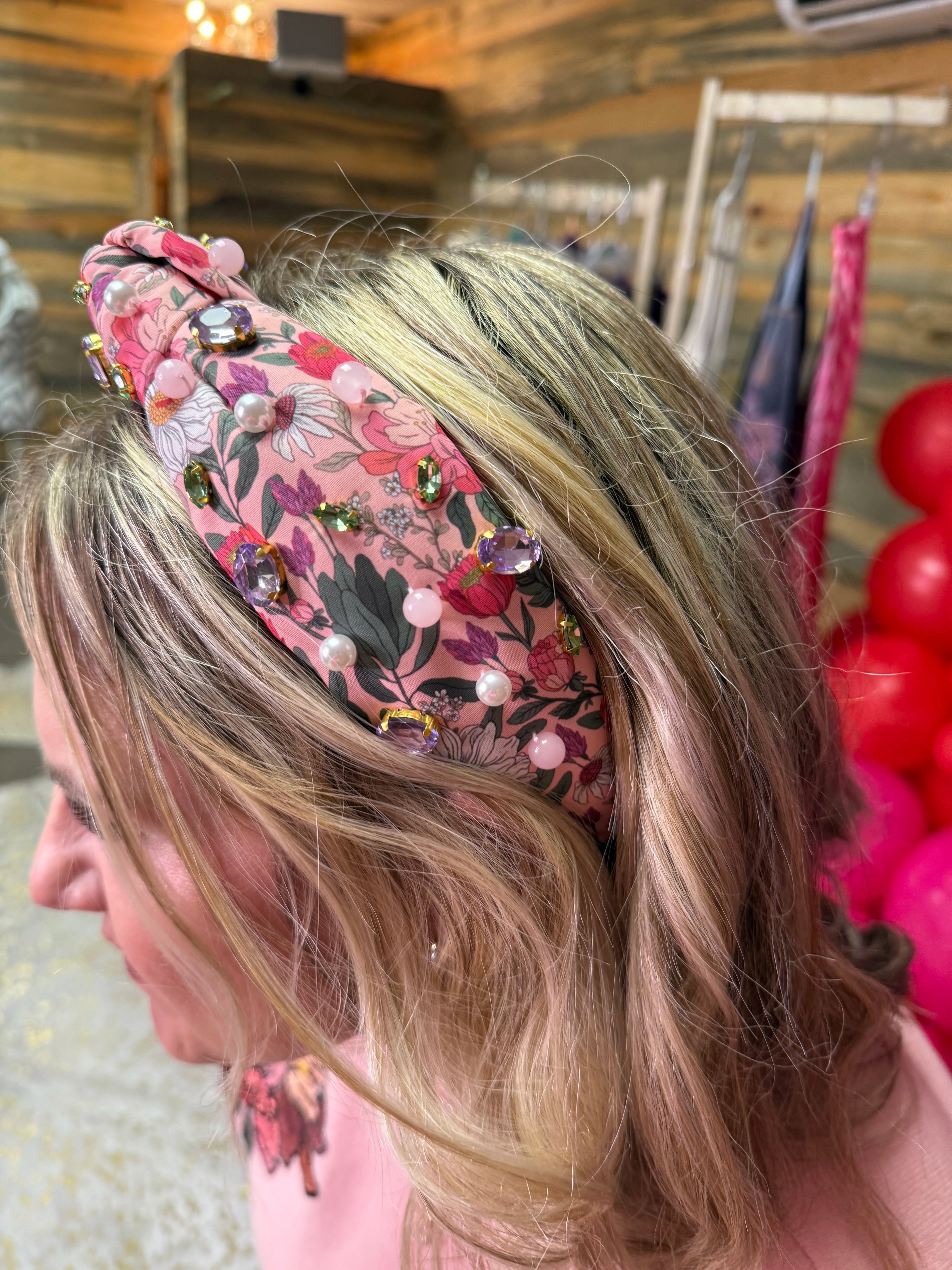 Brianna Cannon Valentine’s Headband Brianna Cannon Pink Sparkle Headband with Red and Green  main image 2