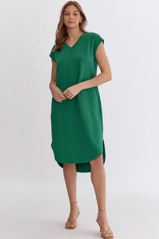 Green Textured Midi Dress