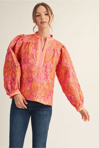 Golden Petal Puff Sleeve Blouse - Boutique Bella BellaBLOUSE