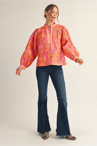 Golden Petal Puff Sleeve Blouse - Boutique Bella BellaBLOUSE