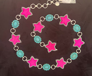 Pink Star Concho Belt-Regular