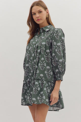 Moss Bloom Button Mini - Boutique Bella BellaDRESS