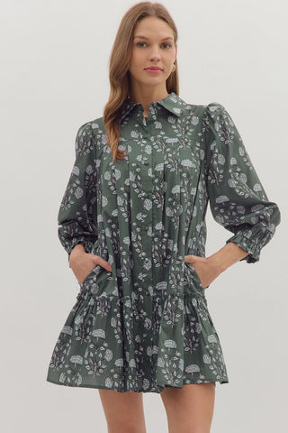 Moss Bloom Button Mini - Boutique Bella BellaDRESS