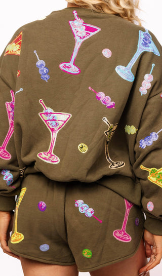 Queen of Sparkles Olive Green Multi Martini Short - Boutique Bella BellaQueen of Sparkles