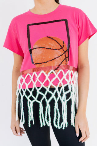 Queen of Sparkles Pink Basketball Net Tee - Boutique Bella BellaQueen of Sparkles