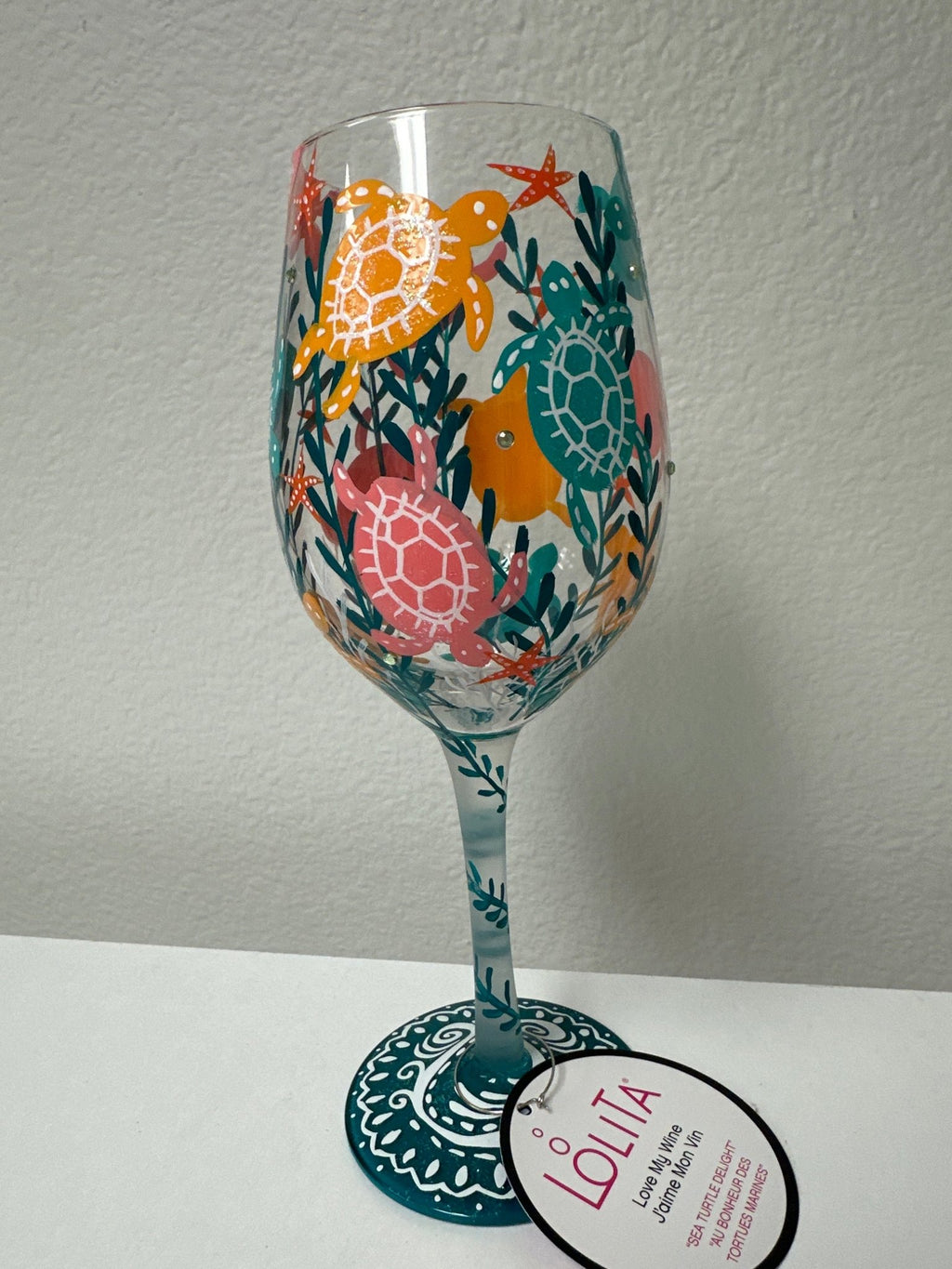 Sea Turtle Delight Wine Glass  Boutique Bella Bella