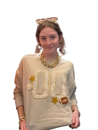 "00" Lace Varsity Sweatshirt - Boutique Bella BellaSweatshirt