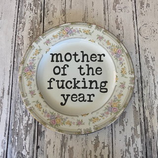 Mother of the Year Vintage Upcycled Plate