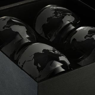 Etched World Globe Glasses Premium Barware Gift Elegant Drinkware Collection