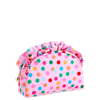 Polka Dot Large Ruffle Zip Pouch