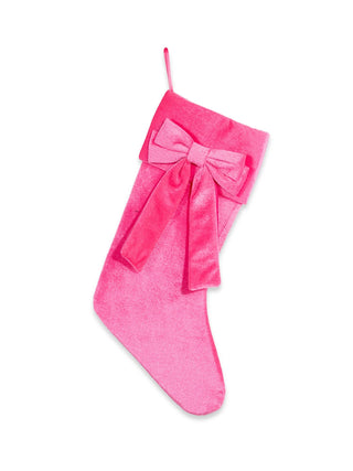 Sweet Velvet Bow Stocking - Pink
