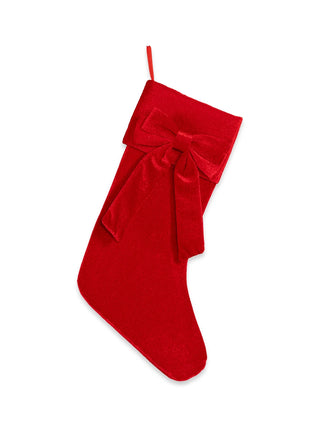 Sweet Velvet Bow Stocking - Red