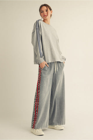 Leopard Luxe Striped Denim