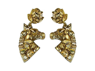 Derby Rhinestone Horse Earrings - Gold Rhinestone