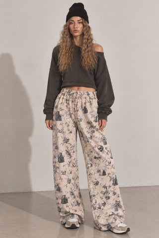 Vintage Skull Toile Wide Pants