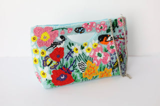 Birds of Garden Turquoise Basket Crossbody Bag