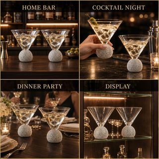 Silver Crystal Ball Stemless Martini Glasses Set Of 2 By For Drinking Martinis Silve