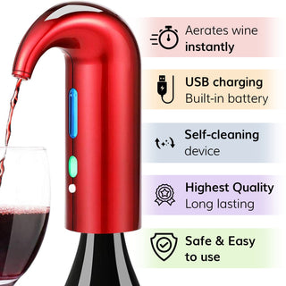 Electric Wine Aerator Dispenser Portable Premium Wine Accessory For Red White Wines Touch Activated