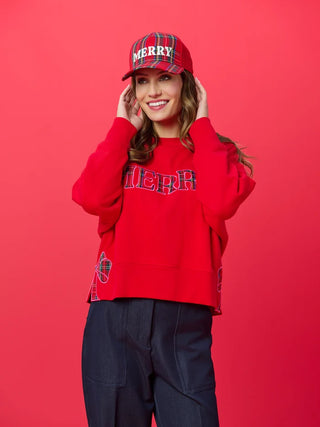 Plaid "Merry" Relaxed Sweatshirt