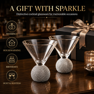 Silver Crystal Ball Stemless Martini Glasses Set Of 2 By For Drinking Martinis Silve