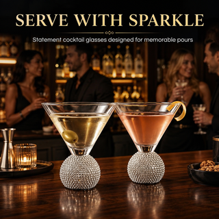 Silver Crystal Ball Stemless Martini Glasses Set Of 2 By For Drinking Martinis Silve