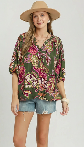 Abstract Garden Mandarin Top