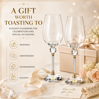 Crystal Ball Diamond Filled Wine Glasses Premium Barware Gift