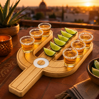 Cactus Tequila Tray Shot Glasses Set Tequila Gifts Mexican Gifts Bamboo Shot Glass Holder Serving Tr
