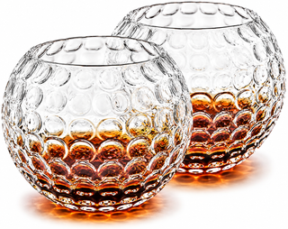 Golf Whiskey Glasses Set Of 2 15 Oz Golf Ball Shaped Old Fashioned Liquor Cocktail Glass Crystal Uni