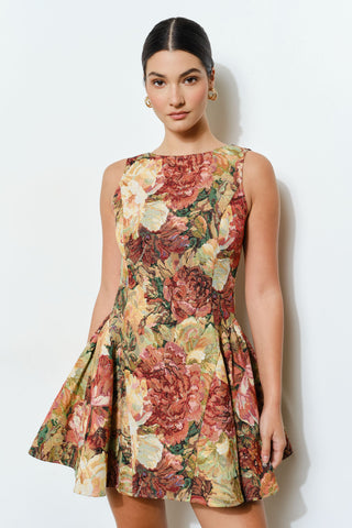 Autumn Romance Floral Jacquard Dress