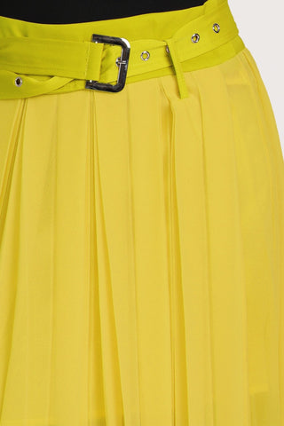 Chartreuse Statement Pleated Skirt
