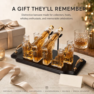 Pistol 2 Whiskey Decanters 300ML With 6 3OZ Pistol Shot Glasses And Tray With Handles By The Wine Sa