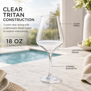 Unbreakable Stemmed Wine Glasses Tritan Acrylic Set Of 2 European Style Crystal Drinkware 18OZ