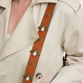Bee Handbag Strap - Saddle