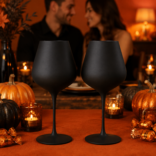 Matte Black Crystal Wine Glass Set Of 2 Gift For Her Him Friend Large 20 Oz Glasses Unique Italian S