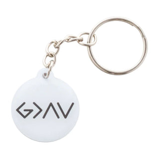 God is Greater Tap to Pray Keychain - White
