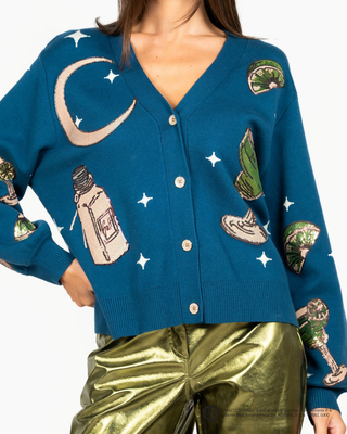 QOS Licensed Navy Midnight Margarita and Salt Cardigan