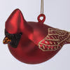 Cardinal Glass Ornament with Gold Glitter Accent