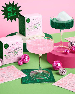 Pink Green Glitter Drink Bombs | cotton candy drink bomb