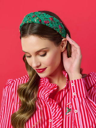 Wide Tweed Headband - Green