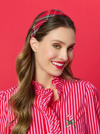 Plaid Wide Headband - Red