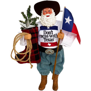 12″ Don’t Mess with Texas Claus - Boutique Bella BellaSanta Figurine