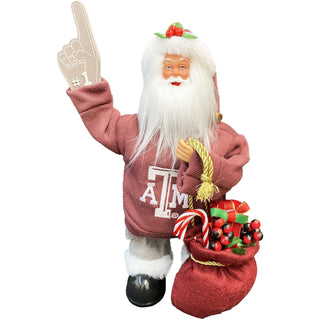 12″ TEXAS A&M ANIMATED/MUSICAL SANTA - Boutique Bella BellaSanta Figurine