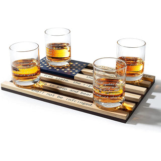 2nd Amendment American Flag Bullet Glasses Premium Barware Gift