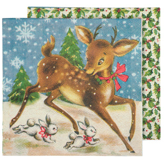 Retro Deer Beverage Napkin