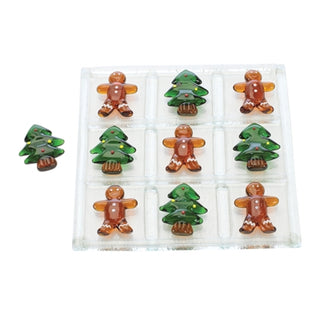 TicTacToe Gingerbread and Tree Glass Game Set