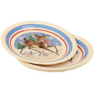 Retro Deer Small Paper Plates - 8ct