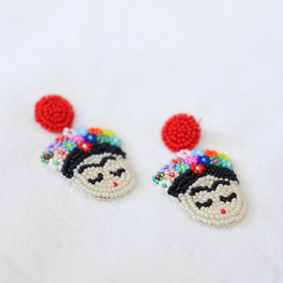 Frida Beaded Red Earrings