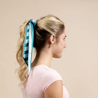 Sicily Stripes Teal Twirl & Tie Scarf