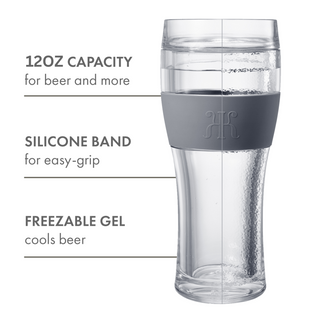 Unbreakable Double Wall Insulated Freezable Beer Glasses Single Large 12 Oz Reusable Pilsner Shatter